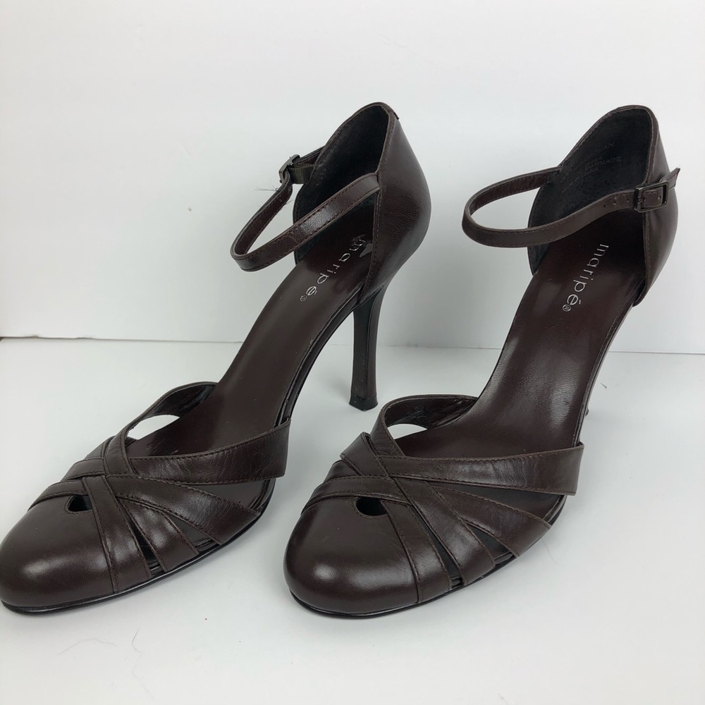 Marine Brown Leather Strap Pump